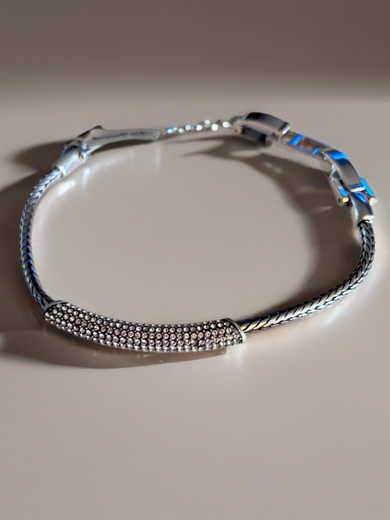 Brighton Jewelry - BRIGHTON 'Meridian Blaze' Bracelet Pavé Crystals Silver Plate Wheat Chain 7"NWT